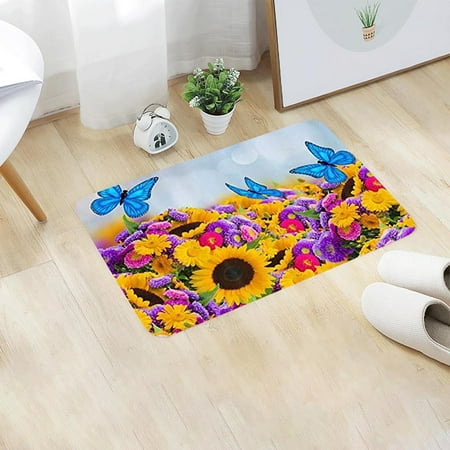 Chiak New Home Bedroom Doormat Floor Soft Non-slip Sunflower Mat Rug Carpets Shoulder Bags